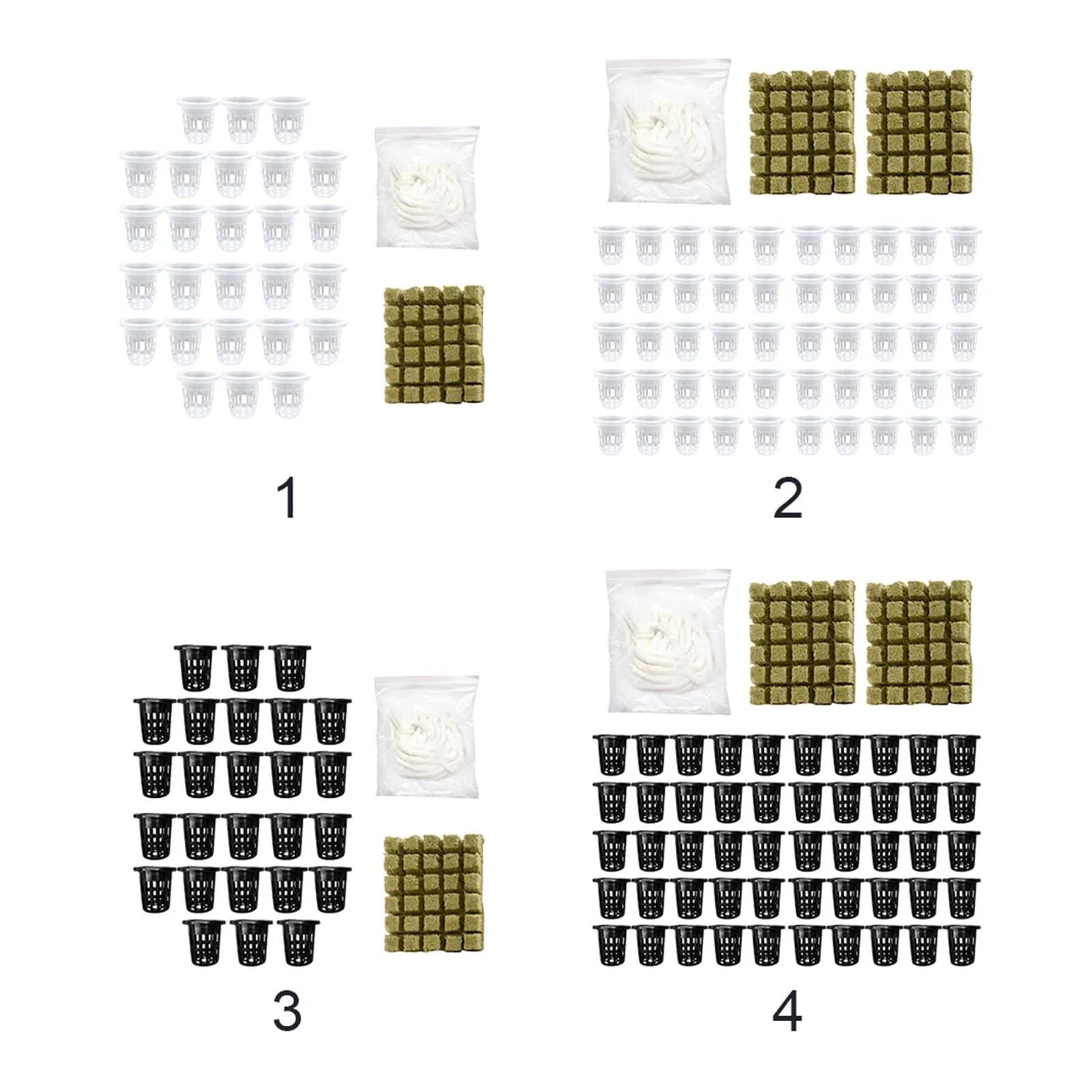 Kostki do uprawy roślin z wełny， Akcesoria Zestaw hydroponiczny DIY Kubki szczelinowe Uprawa roślin Wielofunkcyjny ogród domowy(White 50pcs)