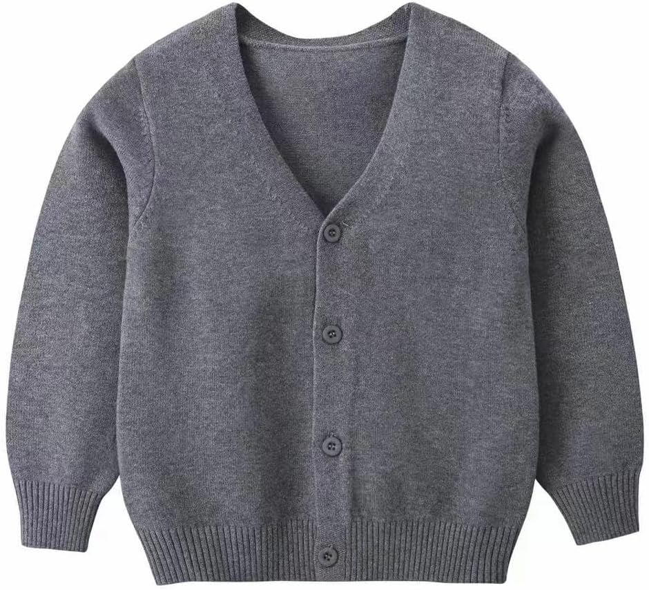Danny D Toddler Boys & Girls Crewneck Sweater Cardigan Kids Long Sleeve Button Knit Tops Outwear