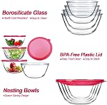 KOMUEE Bols de mélange de verre avec ensemble de lids, 4-Piece Bols de cuisine pour salade, service et cuisson, bols en verre sans danger