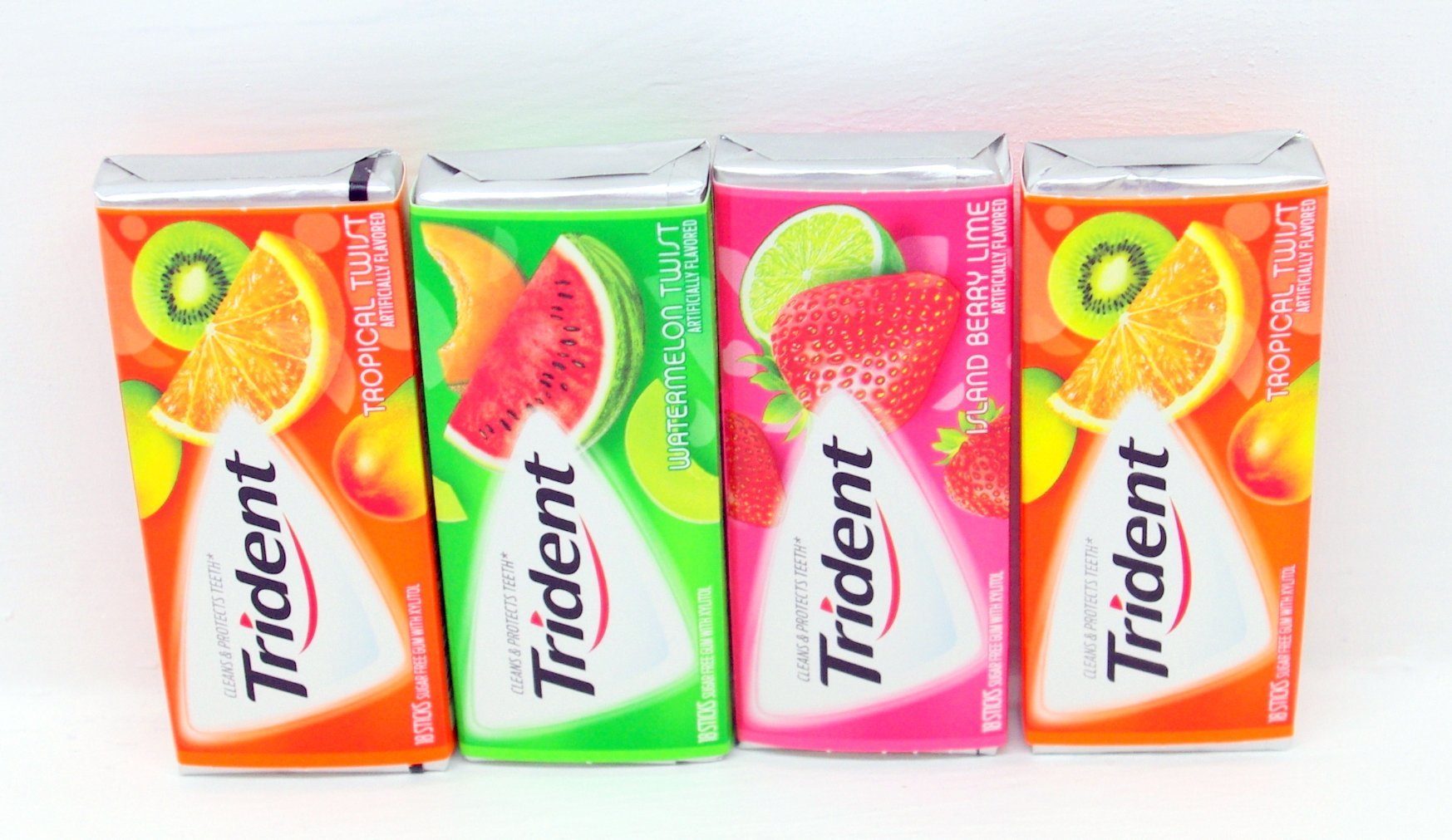 Trident Fruit Variety 4 (14 Stick) Pack - Tropical Twist, Watermelon Twist & Island Berry Lime BUNDLED!