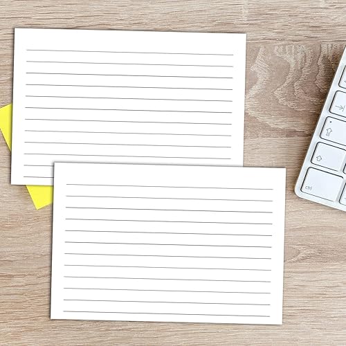 Miniatura 4 de 50 tarjetas de índice a rayas tarjetas de notas blancas gruesas para notas o pensamientos, líneas de rayas negras impresas en ambos lados, 4 x 6