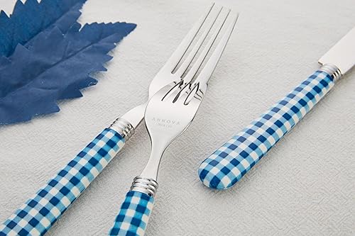 Miniatura 8 de ANNOVA Juego de cubiertos de 20 cubiertos de acero inoxidable con mango de color, 4 cuchillos de cena, 4 tenedores de cena, 4 tenedores de ensalada,