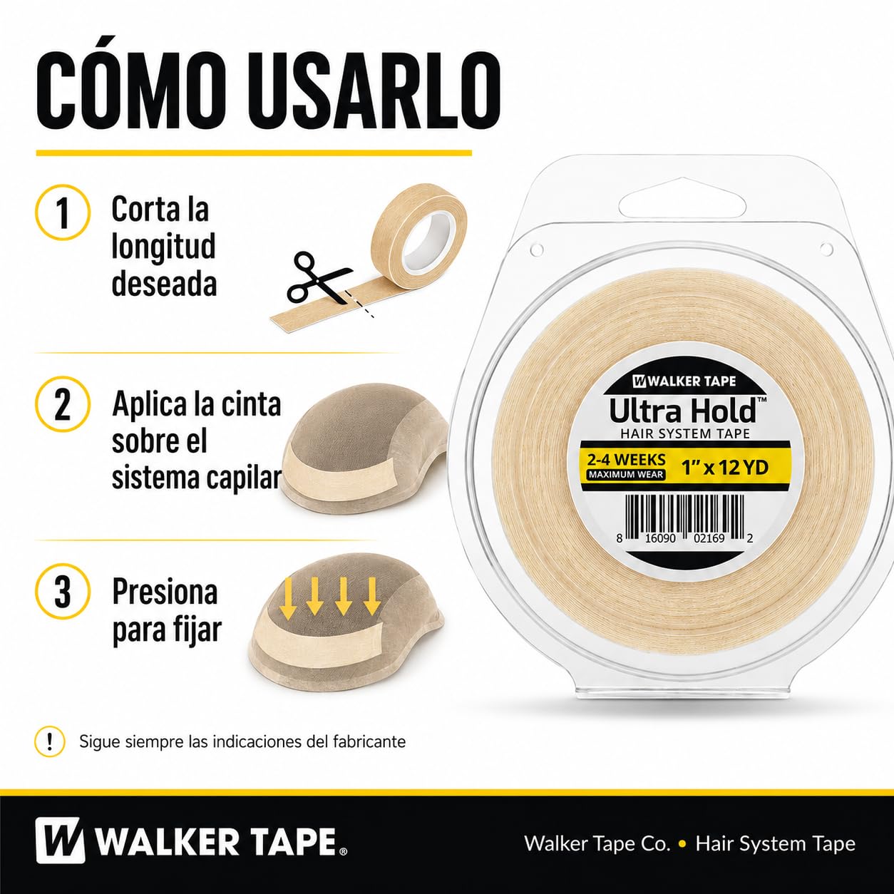 Walker Tape Co. Ultra Hold Rouleau d'extension de cheveux 2,5 cm x 12 m