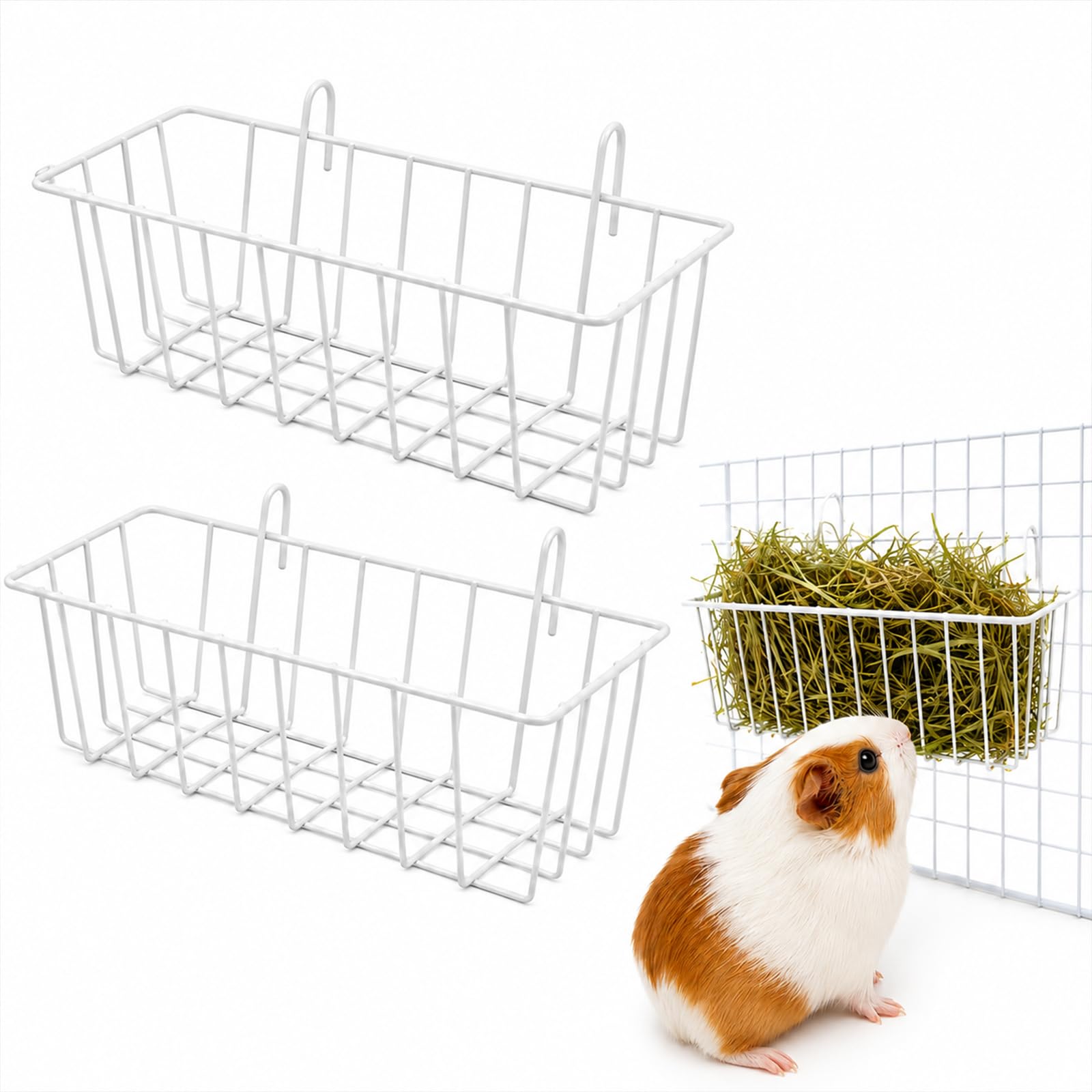 2PCS Rabbit Hay Feeder, Metal Hanging Hay Rack for Guinea Pig
