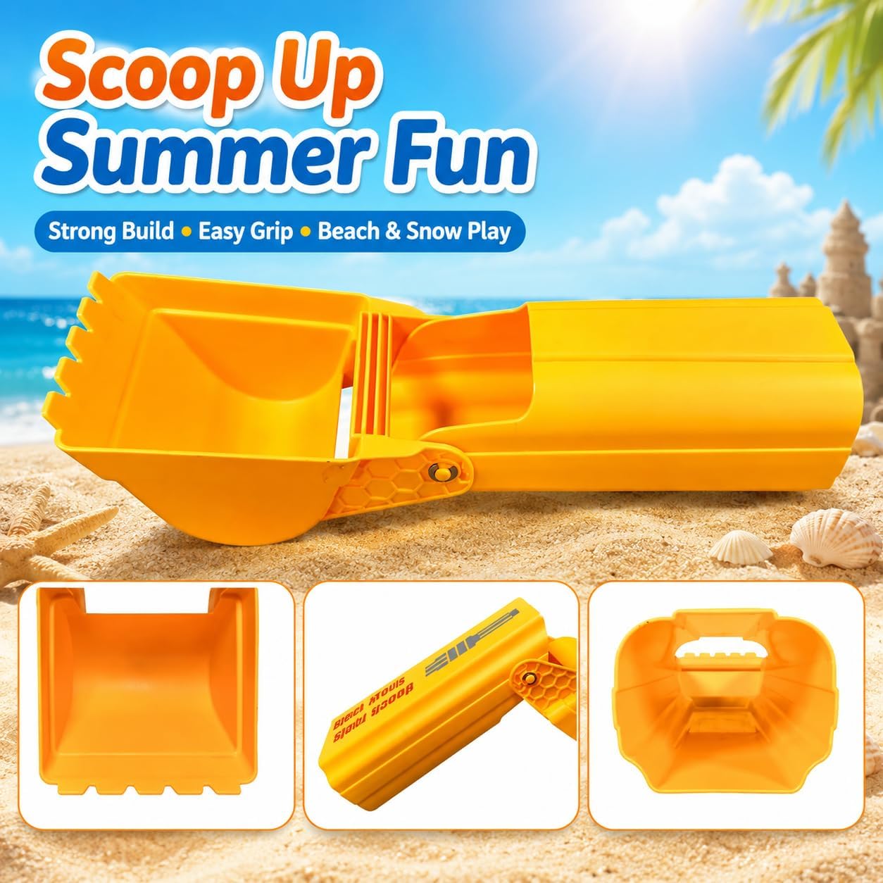 Kids Beach Excavator Toy Handheld Sand Digger with Movable Arm for Snow Sand Outdoor Play (1, Excavator Bucket Claws) image 3