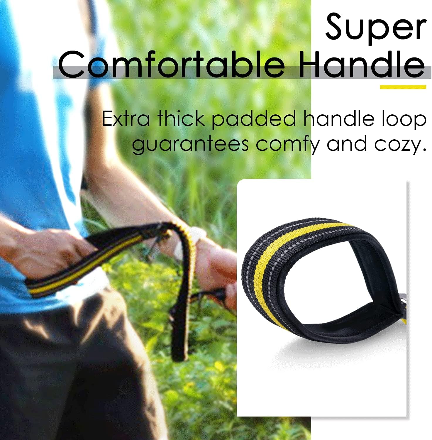 ThinkPet Dog Leashes –Traffic Control Double Handle Leash, 2 Handles Leash Comfortable Padded Heavy Duty Bungee No Pull Reflective Lead with Car Seat Belt for Medium Large Dogs Training Walking…