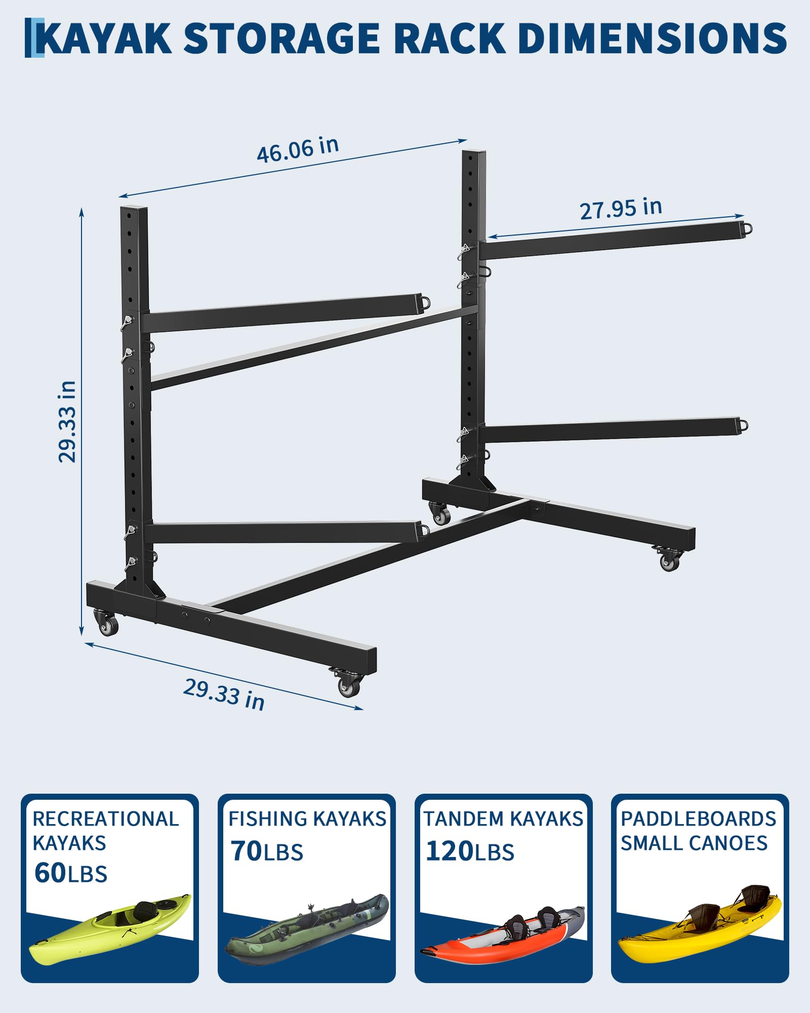 Movable Kayak Rack Snapklik.com : GarveeLife Kayak Storage Rack For 2-6 Kayaks ...