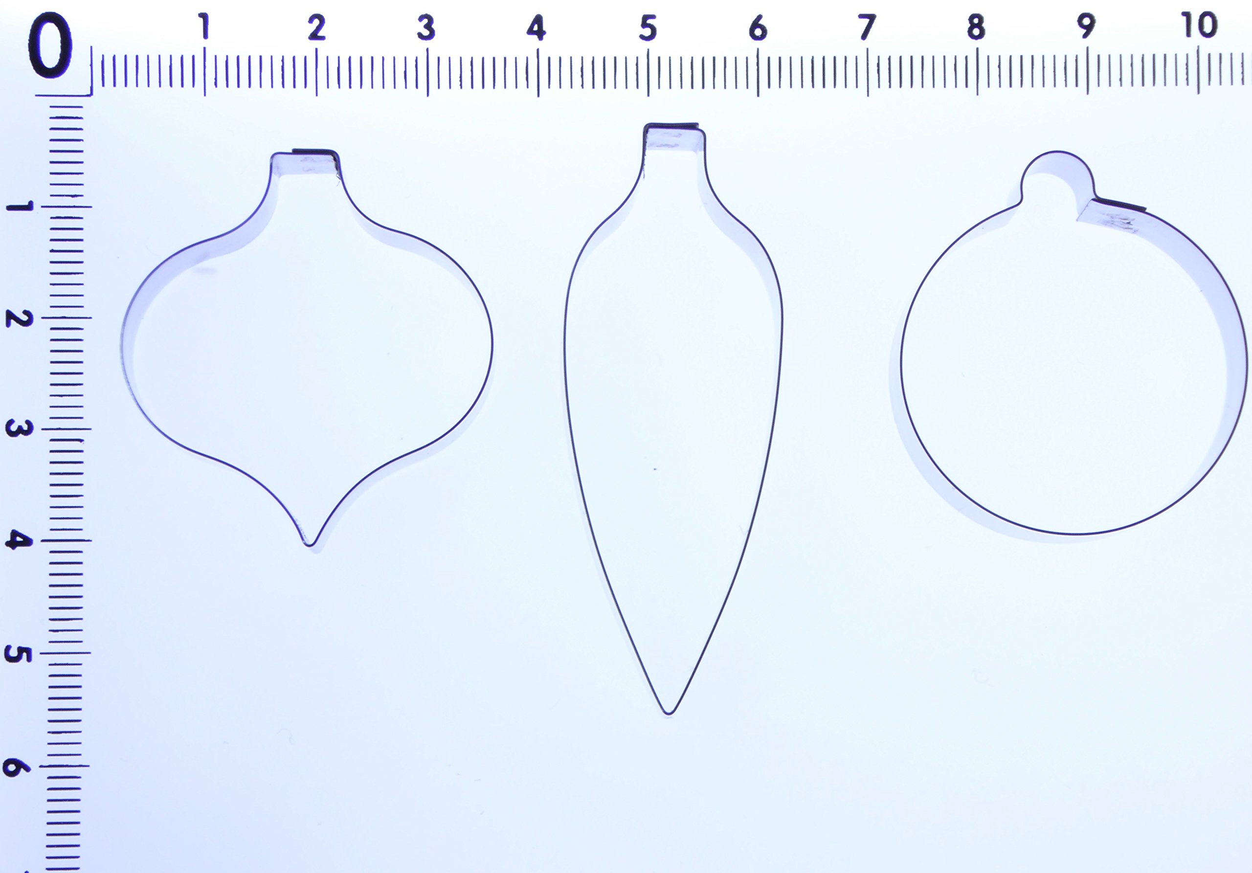 Christmas Bauble Set of 3 - Stainless Steel Sugarcraft Cutters 33x30mm, 32x33mm and 50x19mm - Valley Cutter Company - Image 3
