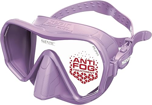 Miniatura 5 de SEAC Pura - Máscara de buceo de silicona sin marco de una sola lente | Máscara antivaho de bajo volumen para buceo y esnórquel con hebilla 3D