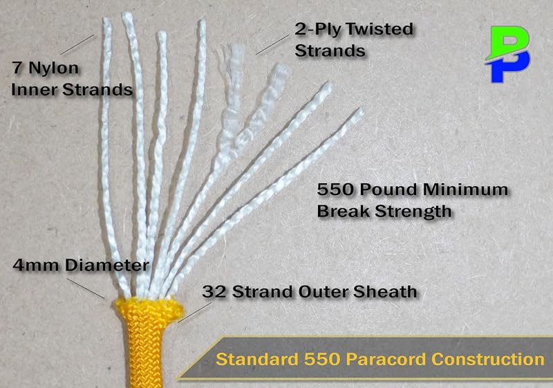USA Made 550 Paracord - Proyectos de bricolaje, camping, senderismo, redes para árboles, 300 colores - Cordón tipo III - Undead 100 pies