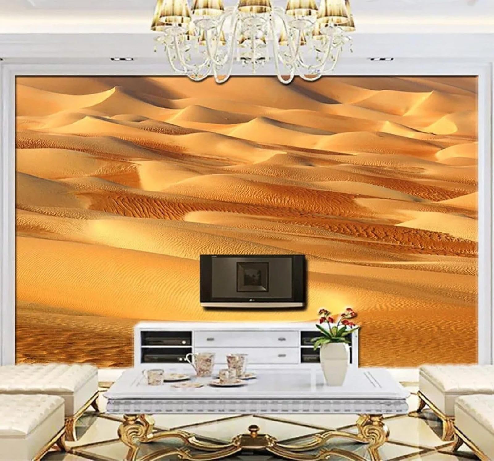 XLMING Abstract Three Dimensional Gold Desert Art 3D Wallpaper Luxury Home Dining Decor Paste Sofa Living Room The Wall for Bedroom Mural-400cm×280cm