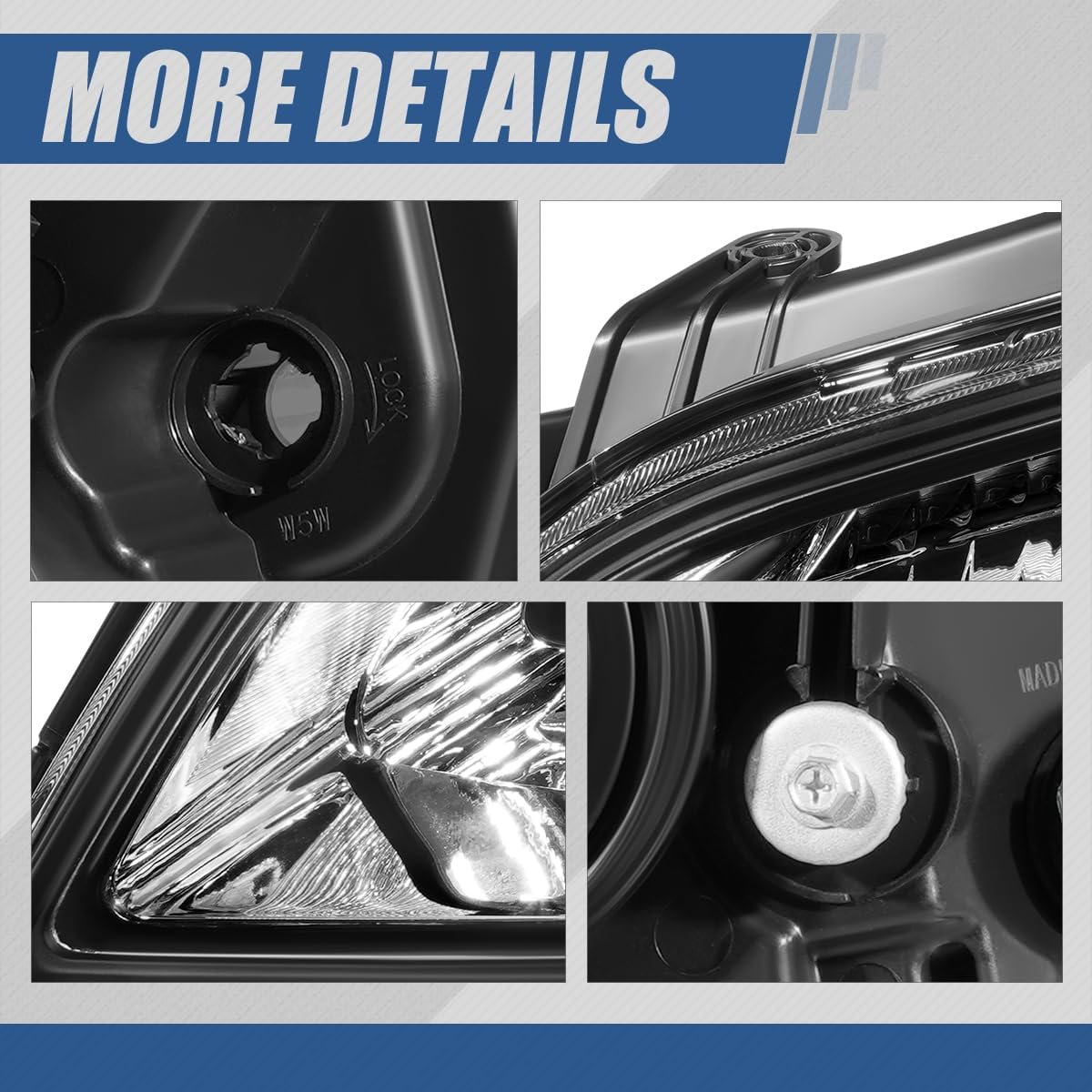 Auto Dynasty Factory Style Halogen Headlight Assembly Compatible with Soul 2010-2011, Driver and Passenger Side, Black Housing Clear Corner