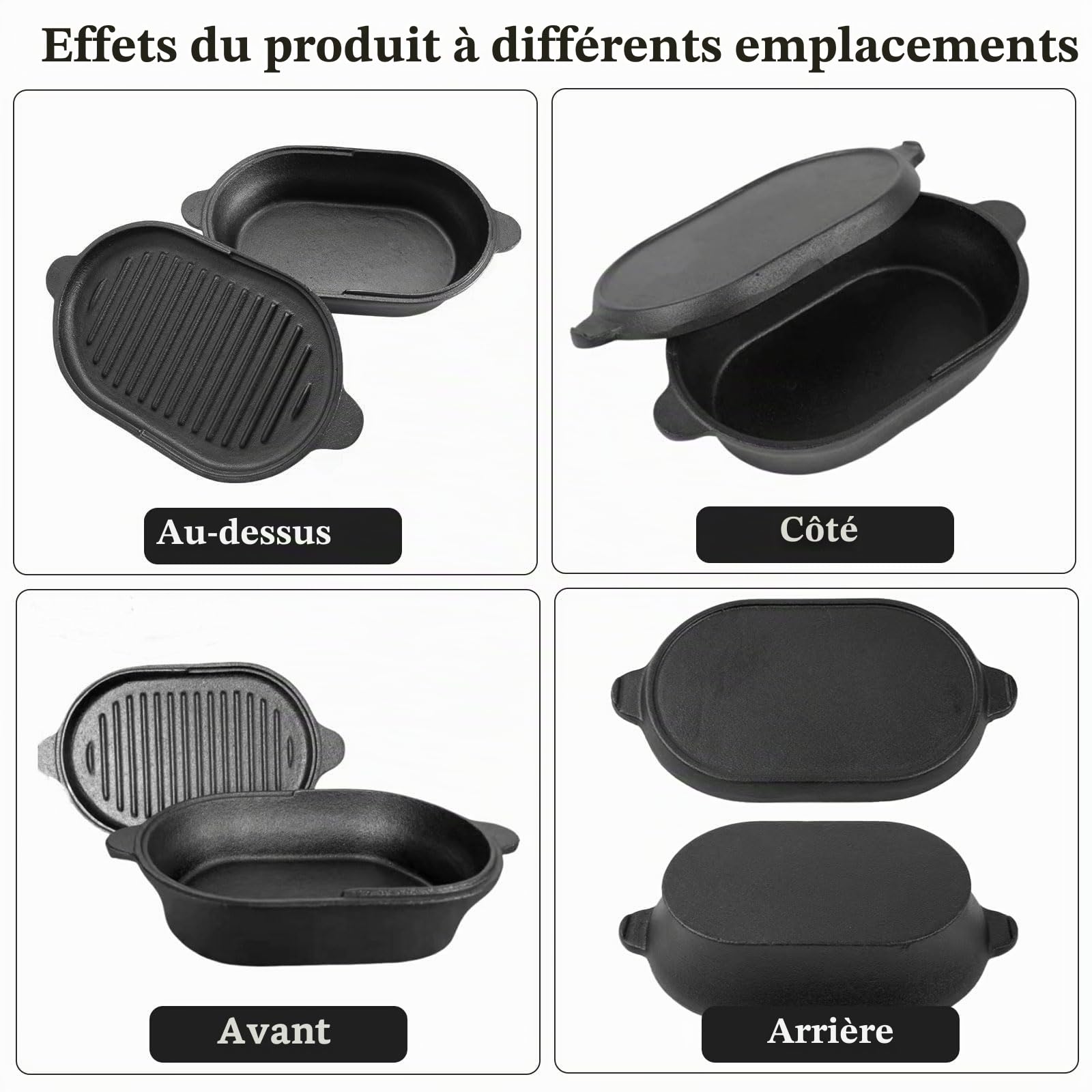 Casserole 2 en 1 en Fonte Ovale 28 cm - Pour Cuisson à la Vapeur, Grill, Soupes et Pain - Four avec Couvercle Intégré