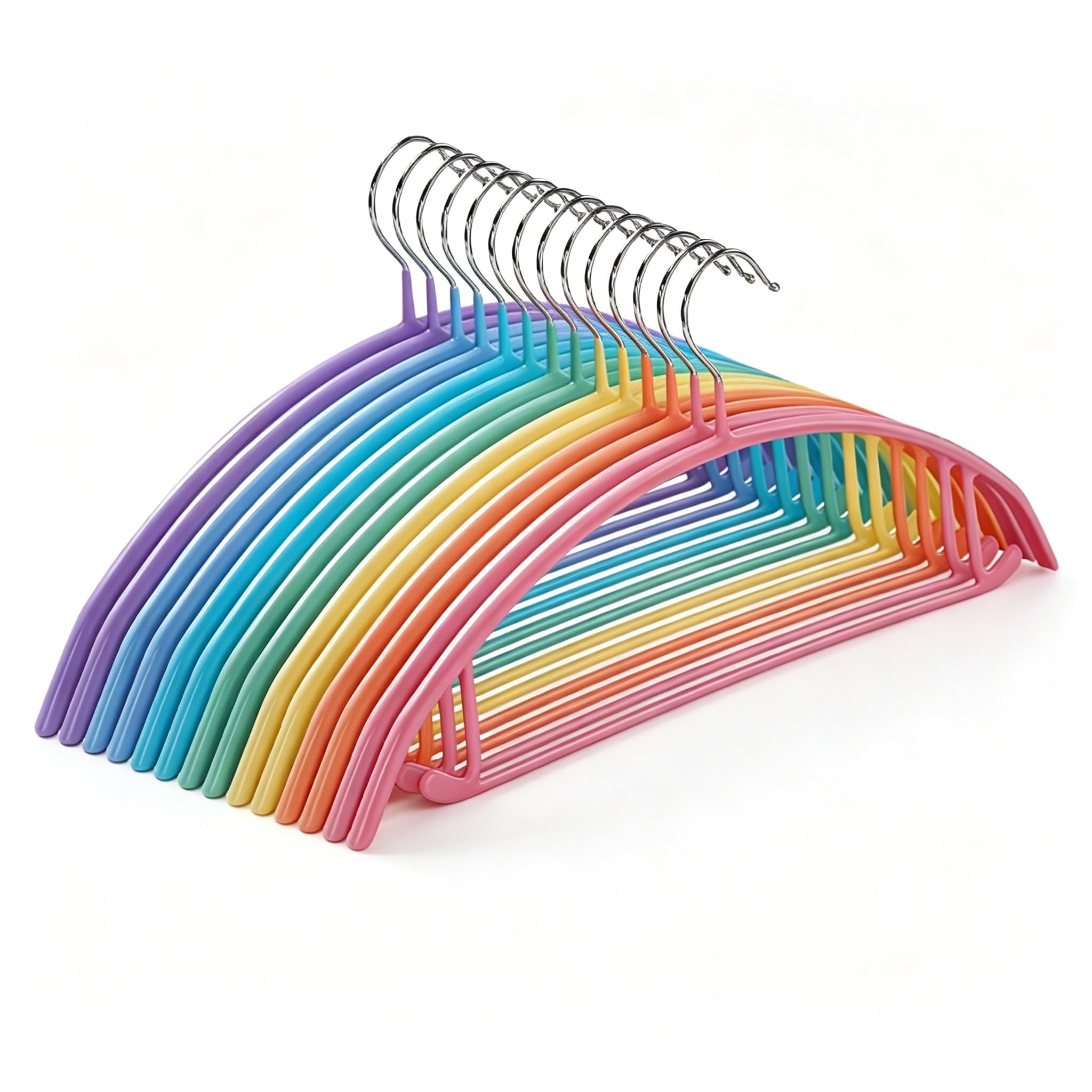 Clothes Hangers, Non-Slip Rubber-Coated Metal, Heavy-Duty, Colourful