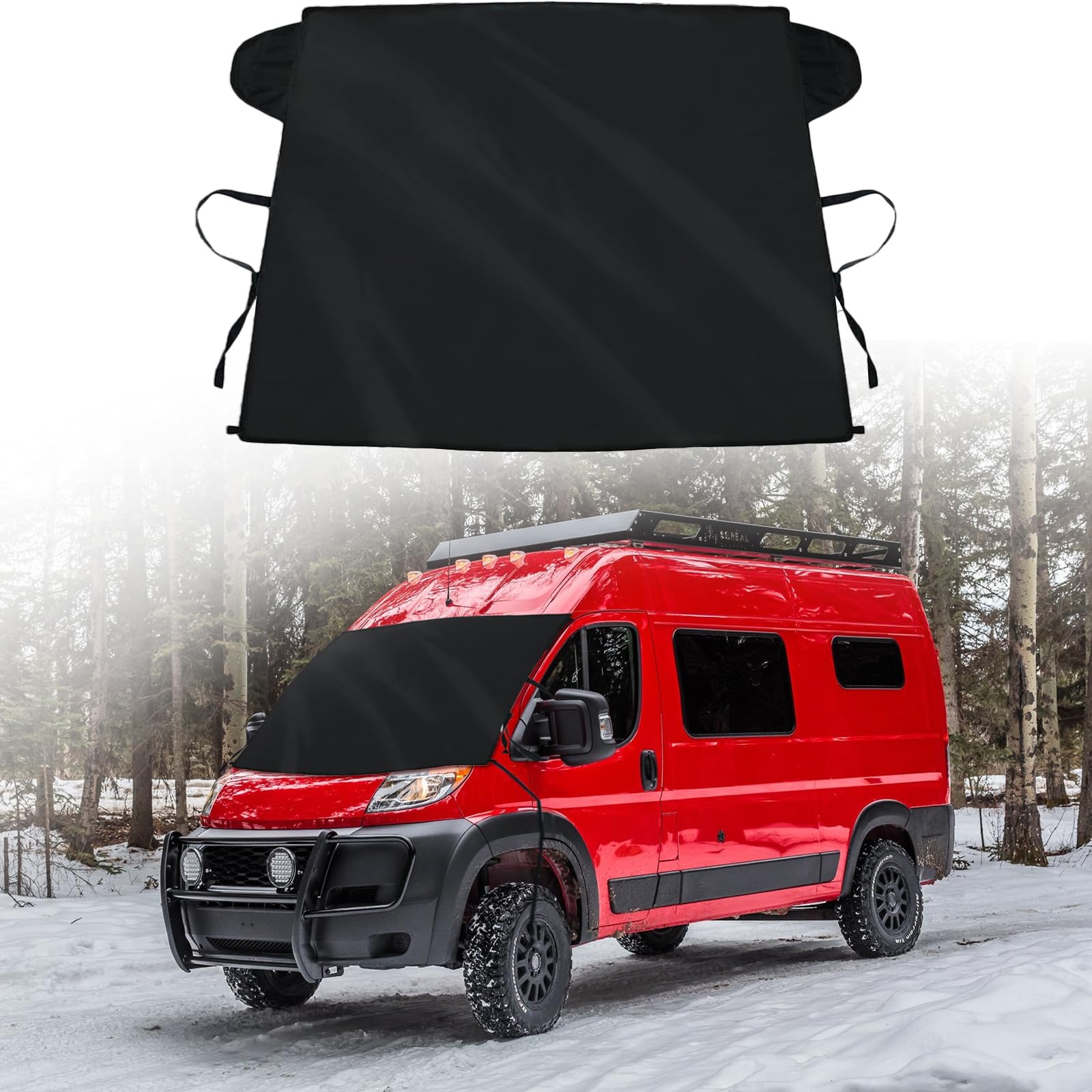 Windshield Cover for Ice and Snow for 2014-2024 2025 2026 Dodge RAM ProMaster Full Size Cargo Van Chassis Cab Cutaway 2-Layer Front Window Oxford Fabric Windshield Frost Cover All Weather Protector