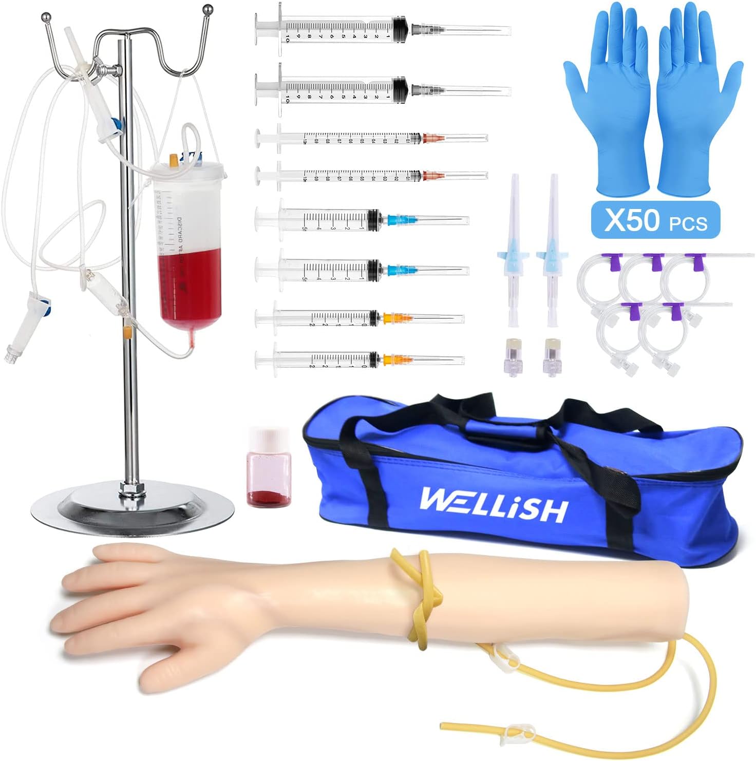 IV Practice Arm Infusion Model, Venipuncture Training Model Phlebotomy Practice Kit Injection Blood Drawing Model