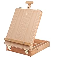 Vista 1 de DEAYOU Wood Tabletop Easel Storage Box, Beechwood Portable Sketchbox for Painting, Adjustable Wooden Desktop Drawing Easel Case for Art Supplies