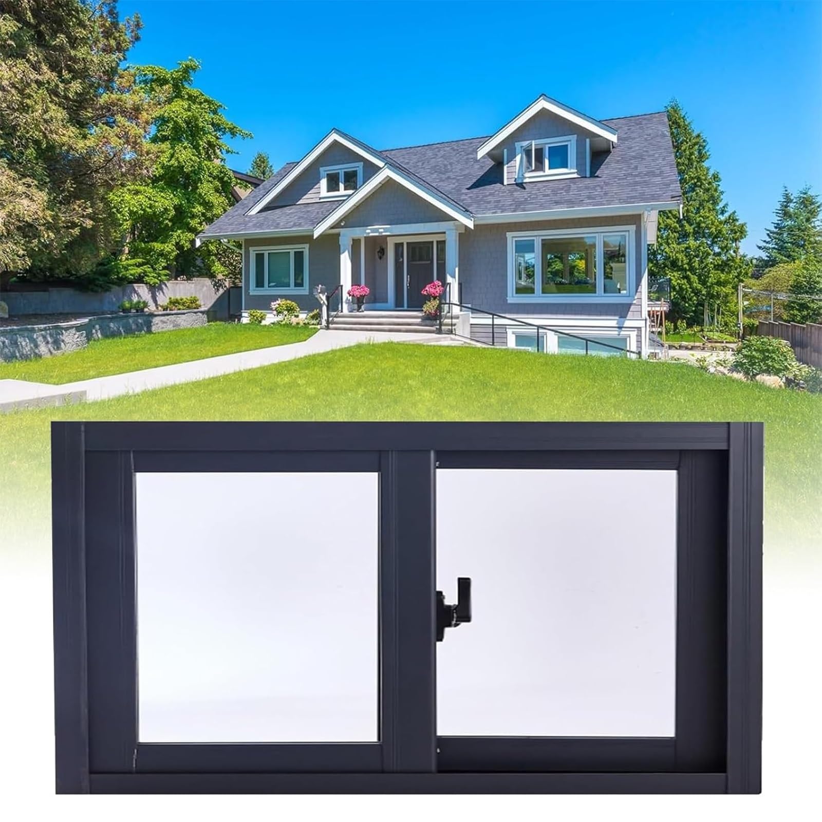THNSAWX Aluminum Shed Windows, Basement Sliding Window, with Screen and Tempered Glass, Mobile Home Windows Replacement, for Household Bathroom(H50xW60cm/H19.6xW23.6in)