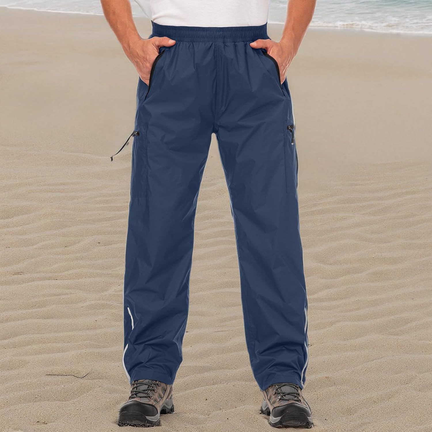 Mens Rain Pants Waterproof Windproof Hiking Outdoor Fishing Golf Cycling Pants - Image 8