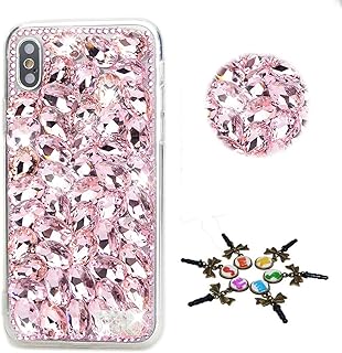 STENES Sparkle Case Compatible with Samsung Galaxy Z Flip 2 5G Case - Stylish - 3D Handmade Bling Pretty Rhinestone Rhinestone Crystal Diamond Design Cover Case - Pink