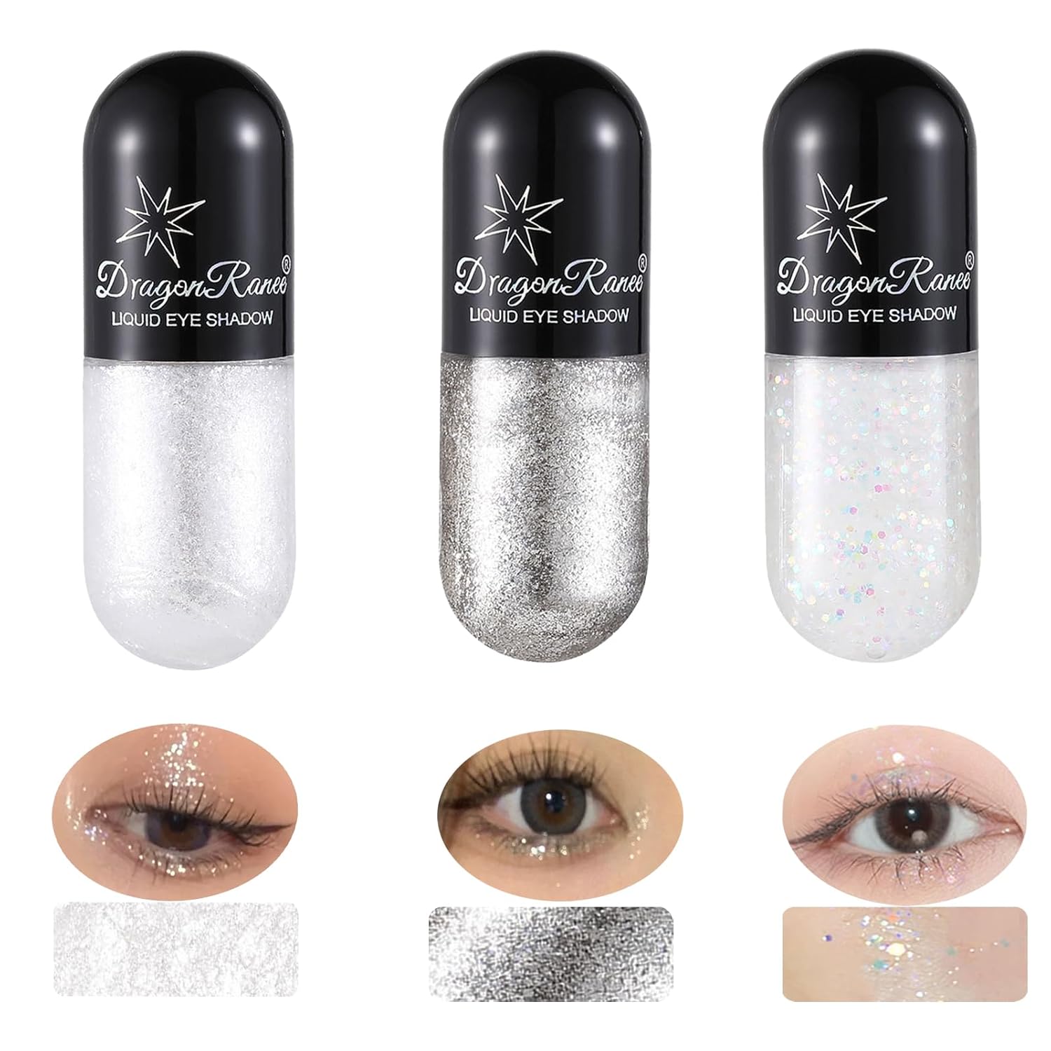 3Pcs Liquid Glitter Eyeshadow，Bling Under