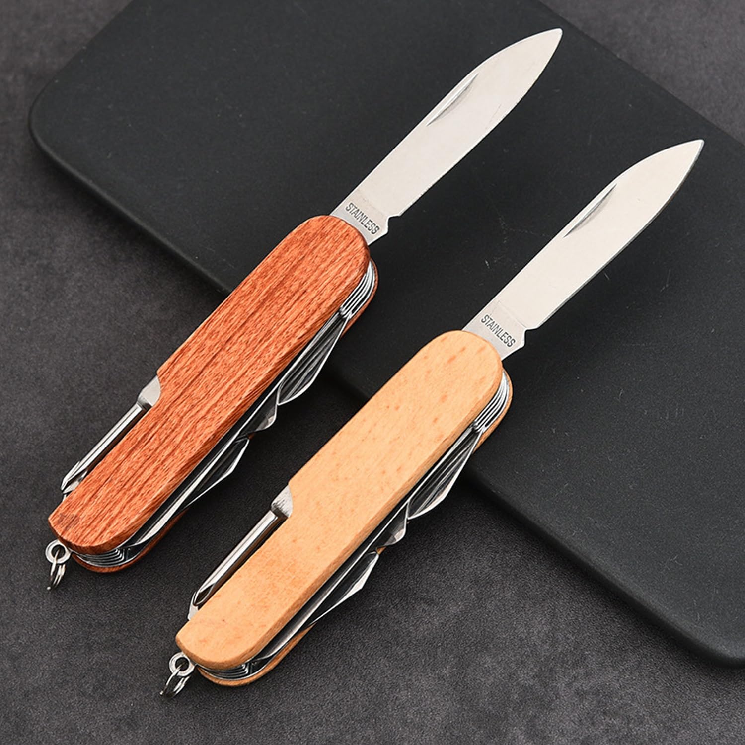 Multitool 8-en-1 Personnalisé Avec Gravure, Pince Pliante Compacte Avec Manche En Bois, Mini Outil De Poche EDC for Camping, Cadeau De Noël Unique & Idée Cadeau Garçon D'Honneur for Hommes(6pcs)