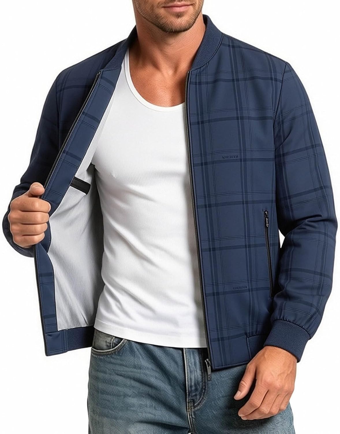 Men's Jacket Lightweight Casual Varsity Bomber Plus