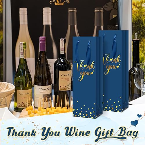 Miniatura 6 de Ctosree Bolsa de regalo de vino de 30 piezas para botella de vino, Día de San Valentín, bolsa de regalo de vino de agradecimiento con impresión