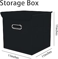 Vista 2 de Contenedores de almacenamiento de tela con tapas, organizadores de armario, canastas de almacenamiento plegables con asas para el hogar, cajas