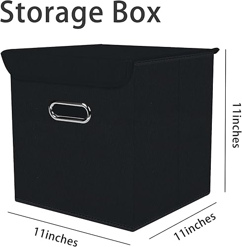 Miniatura 2 de DABEACT Contenedores de almacenamiento de tela con tapas organizadores de armario cesta de almacenamiento plegable con asas para el hogar cajas de