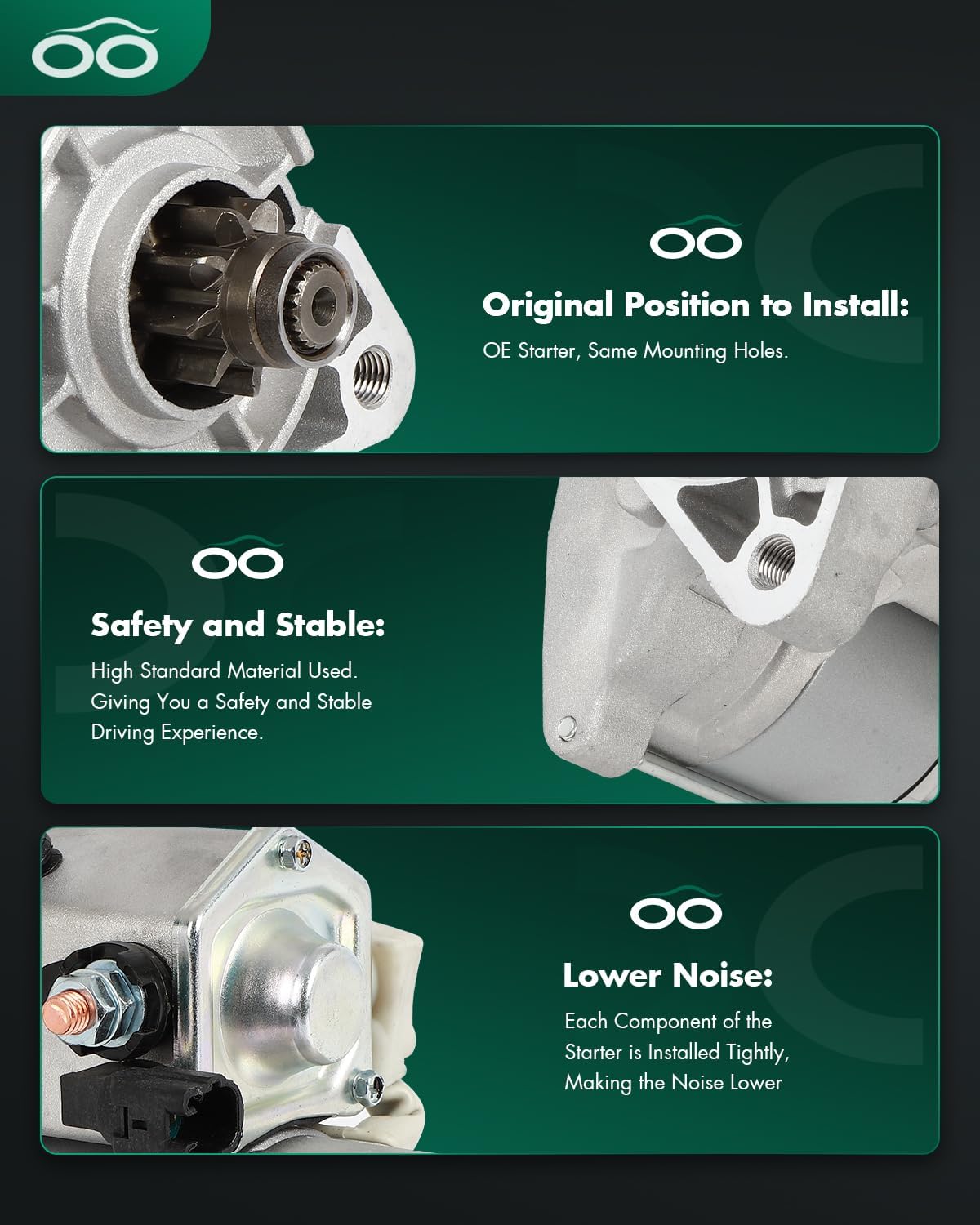 SCITOO Starter Compatible for Toyota Tacoma 1995-2015, 4Runner 1997-2000/2010, T100 1994-1998, L4 2.7L Engine Starter Motor 228000-2990 17706N