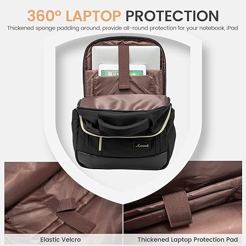 Miniatura 5 de LOVEVOOK Mochila para computadora portátil para mujer, mochila para profesores, enfermeras, trabajo, viajes, mochila para computadora, Negro-1,