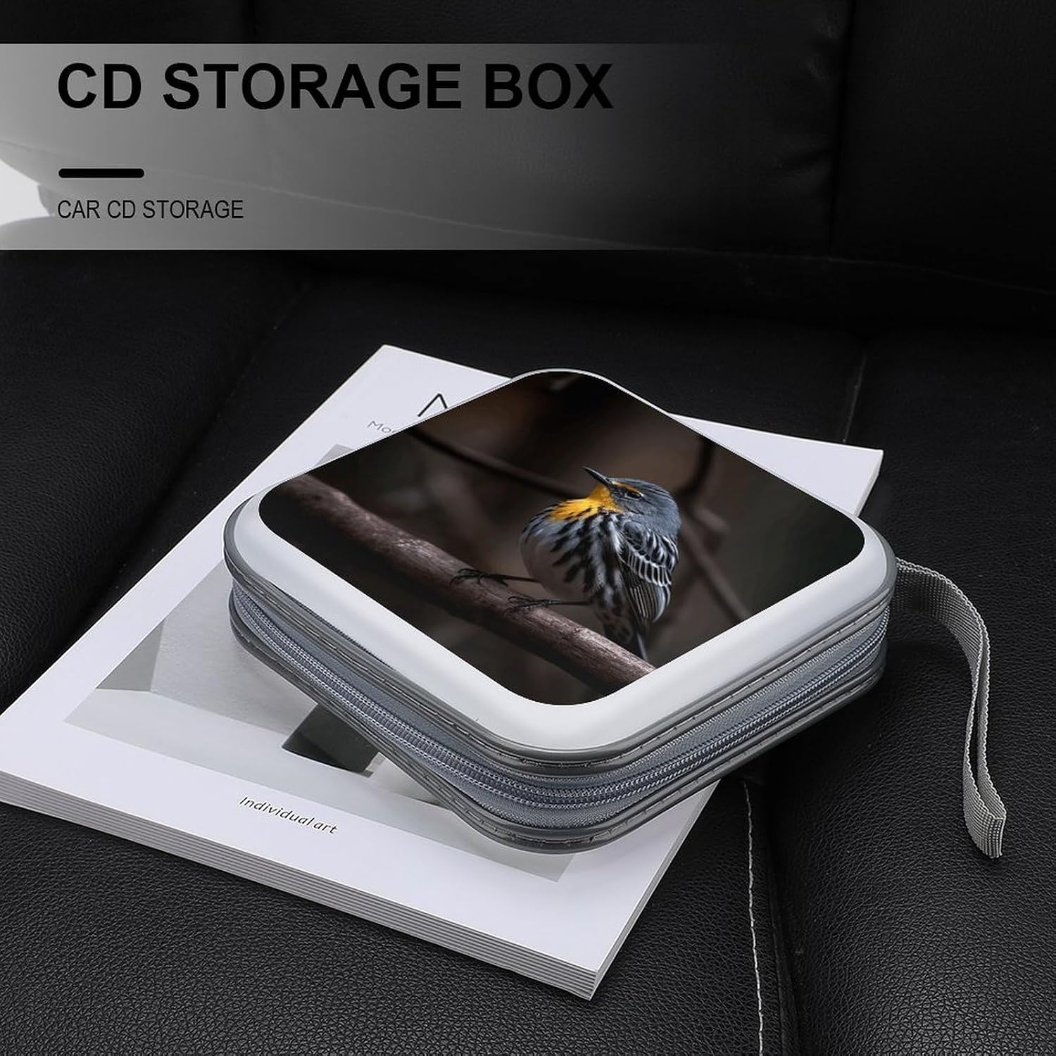 Bird Sitting on Branch DVD Case 40 Capacity Protective Storage Organizer Binder Booklet Album Portable Disc Wallet Car CD Disk Holder Hard Plastic CD Cases CD DVD Case Holder