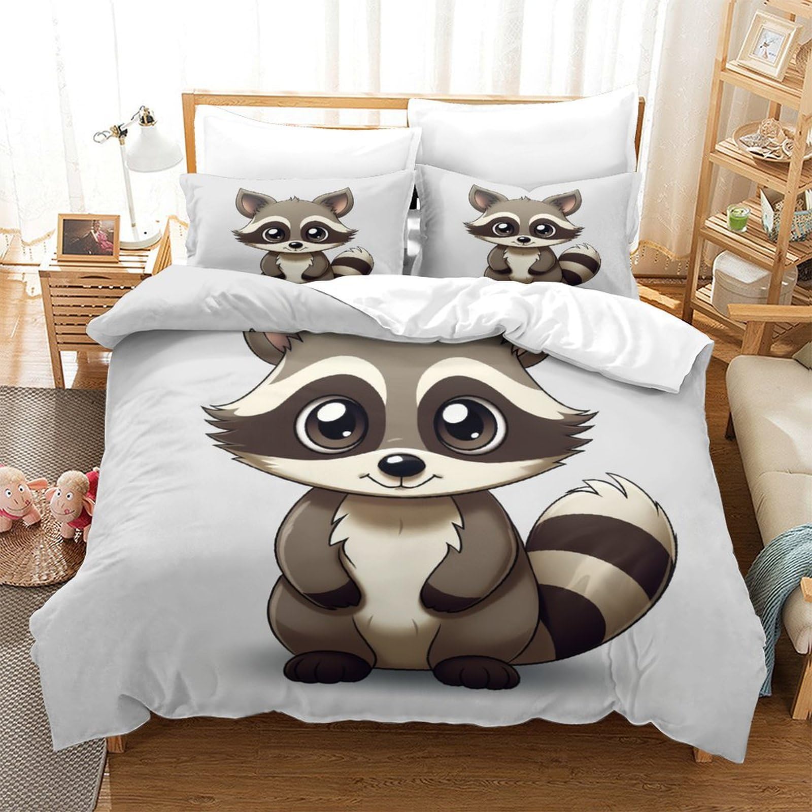 Housse de couette 140x200 cm avec 2 taies d'oreiller pour lit simple