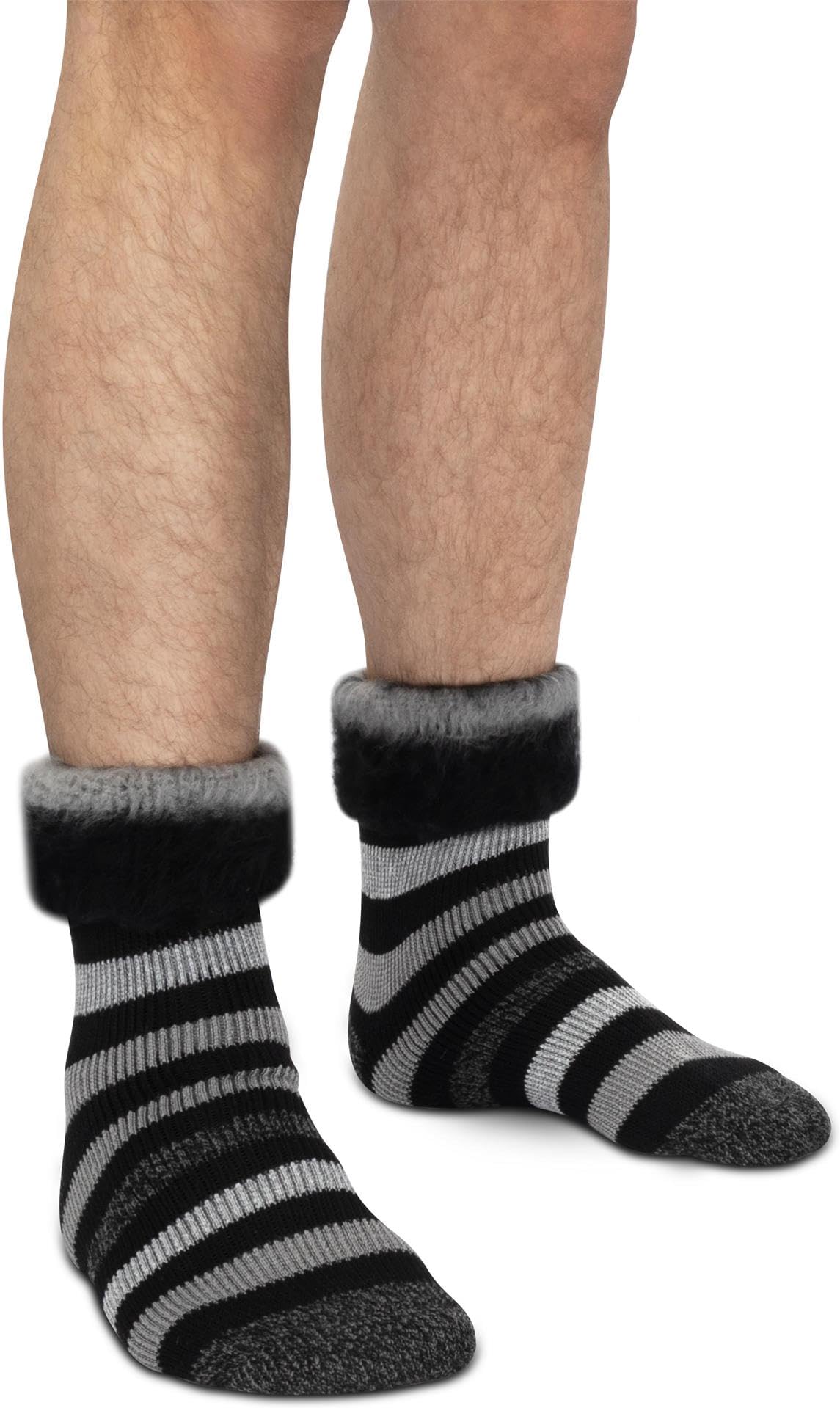 Polar Husky 6 Paar Super Warme Thermo Socken! Vollplüsch/Perfekt geeignet für Stiefel Farbe Extrem/Hot/Schwarz gestreift Größe 39/42