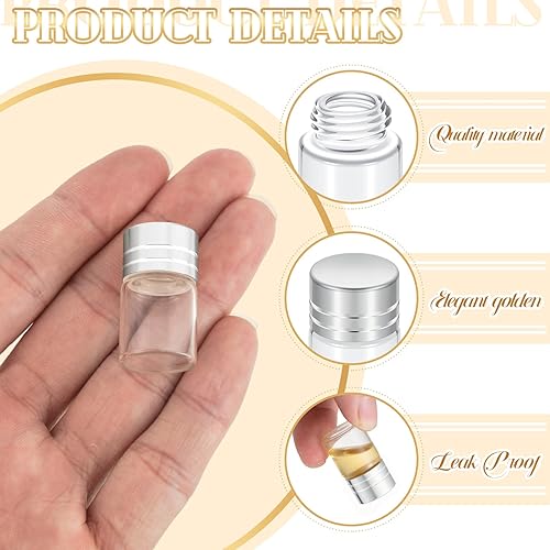 Miniatura 3 de Didaey 50 mini botellas de vidrio con tapas de rosca, pequeños frascos de vidrio transparentes, botellas vacías de regalo de deseos, frascos
