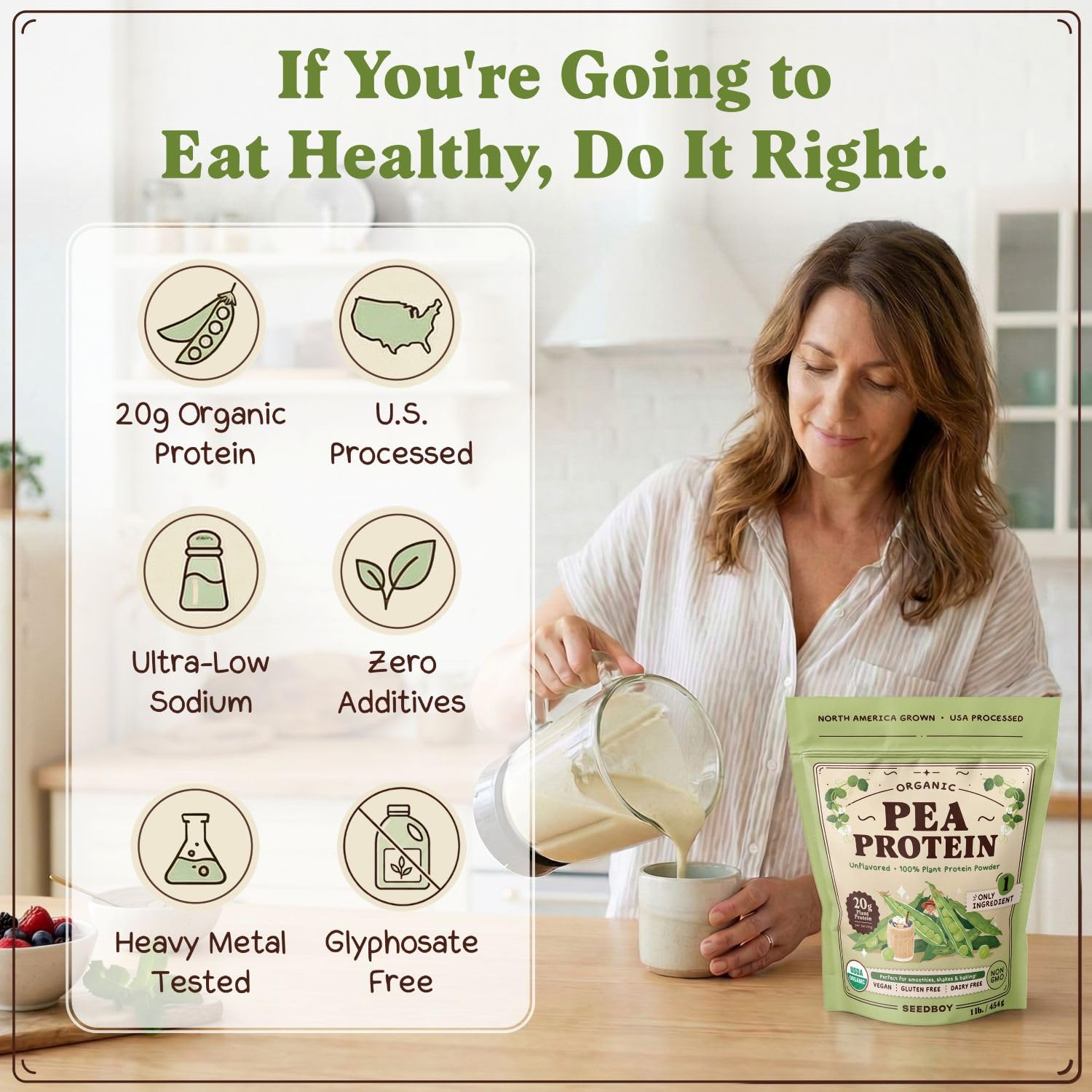 Seedboy Organic Non-GMO Pea Protein Powder, 20g Protein, 1 lb Bag — Amazon image 7