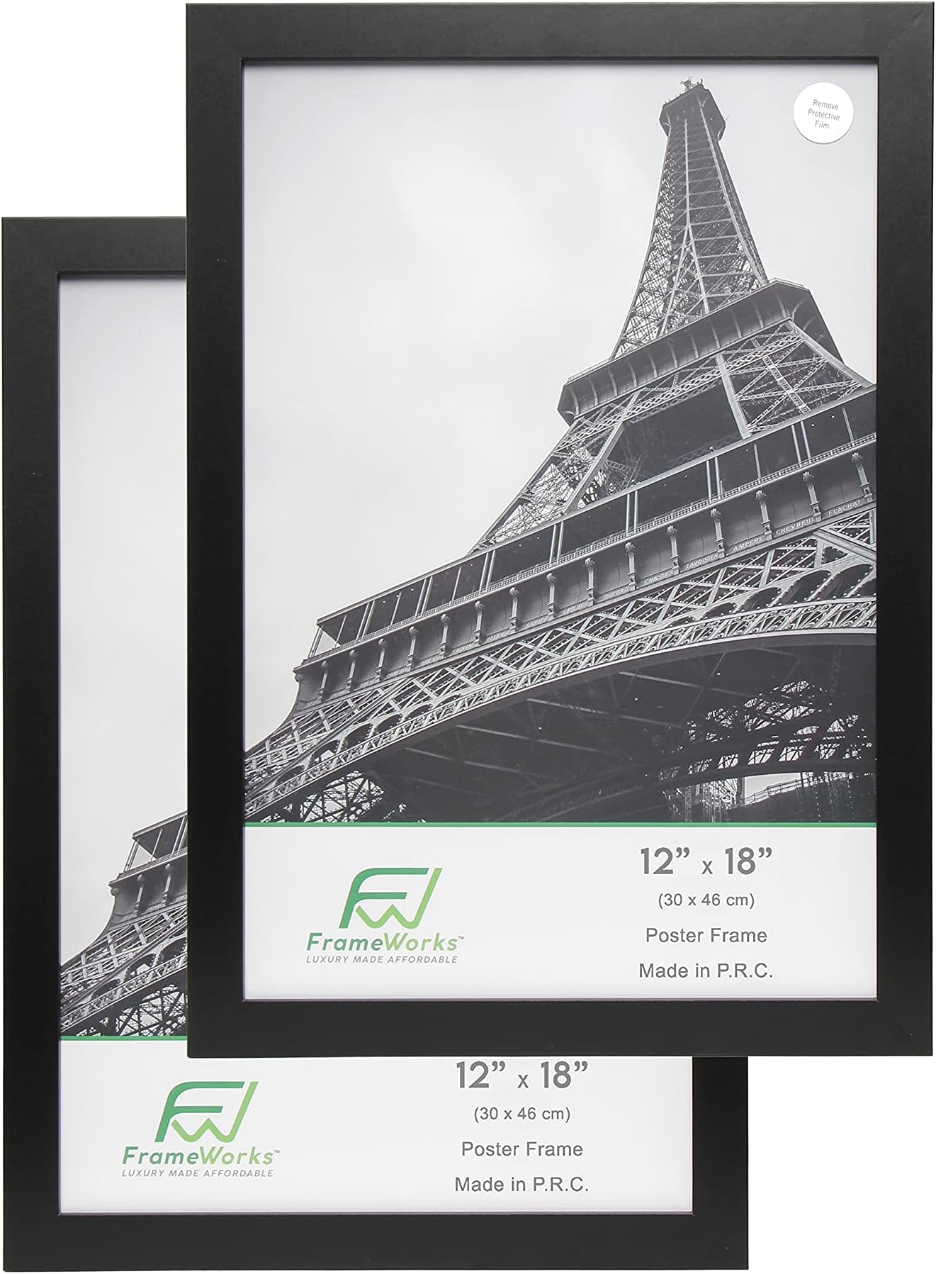 FrameWorks 12โx18โ Wooden Poster Frame, Classic Black Matte Edged Frames w/Shatterproof Acrylic Glass, Photos, Posters, Prints, Wall Decor โ Home, Office, Gallery Display - Black - 2 Pack