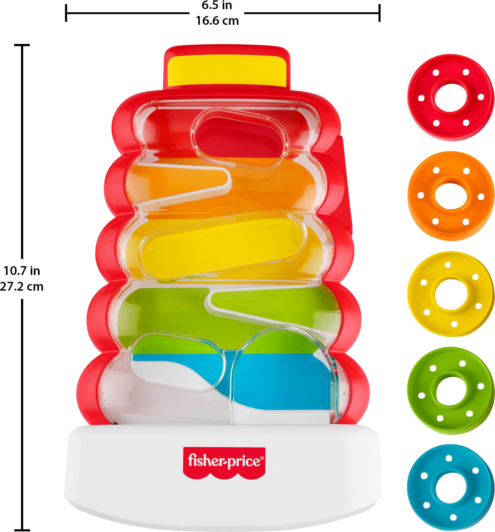 Fisher-Price Baby & Toddler Toy Drop Through Rock-a-Stack, Coin Drop Activity for Developmental Play Infants Ages 9+ Months