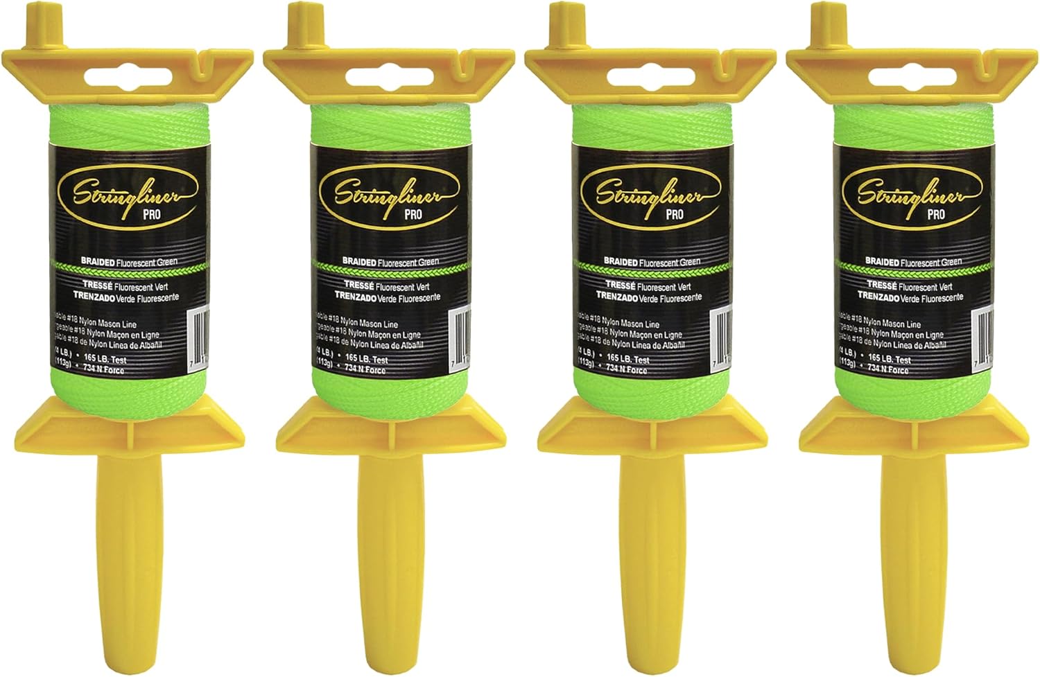 25168 Pro Mason’s Line Reels – 1/4 Lb. 250′. Stringliner® PRO BRAIDED FL GREEN 250'. (4 Pack)