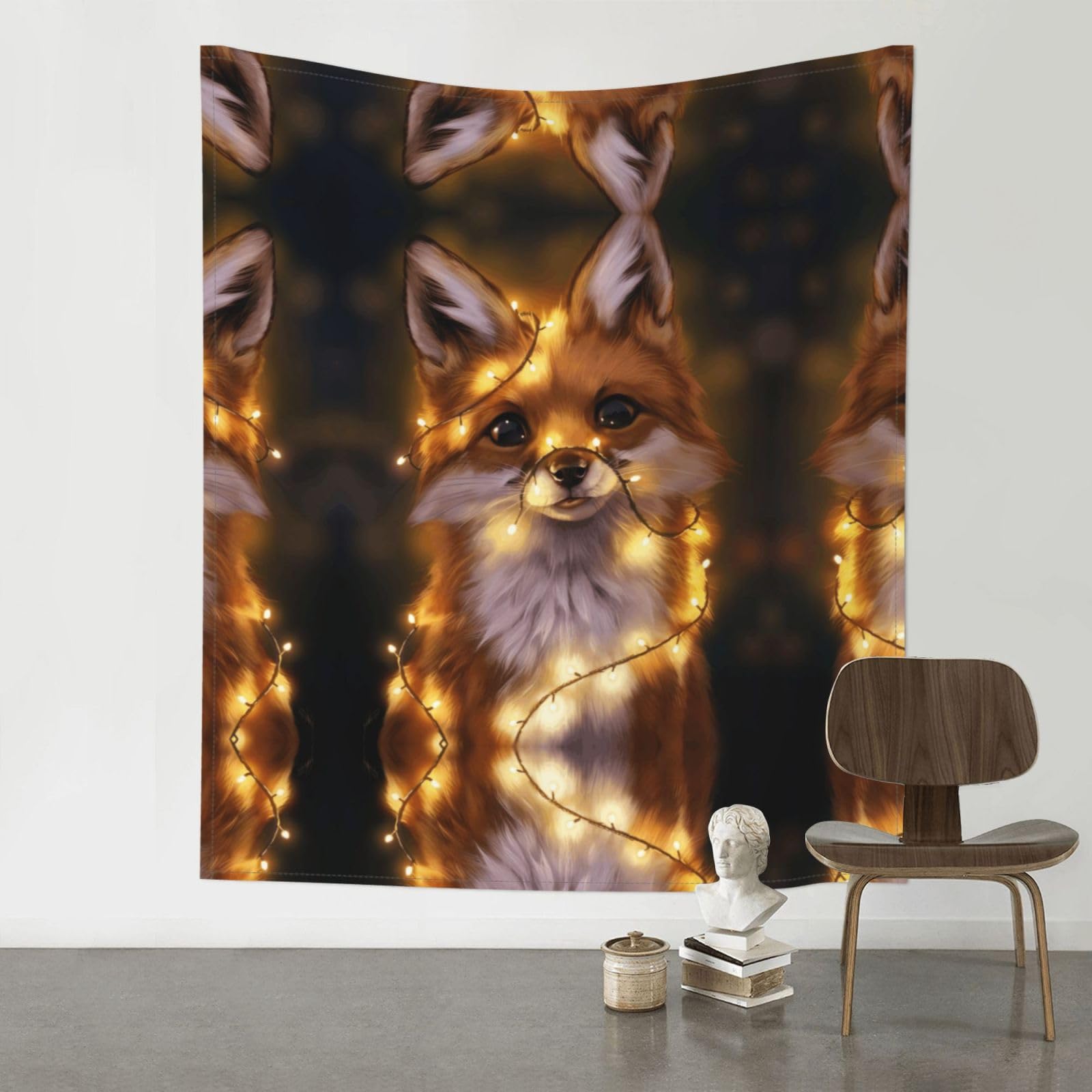 YYHWHJDE Cute Fox Prints 60x51in Wall Tapestry – High-Grade Polyester Throw for Dorm, Beach & Home Decor