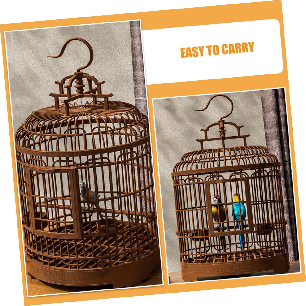 Abaodam Gabbia per Uccelli Portatile in Plastica Vintage Grande Villa Spaziosa Fondo Igienico per Parrocchetti Inseparabili e Calopsitte per Viaggi e Uso Interno ed Esterno