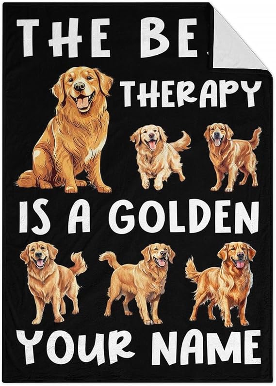 Custom Golden Retriever Blanket for for Baby - 30x40 Inches Lap Size - Soft Fluffy Cozy Blankets Gift - Black Funny Blanket for Couch, Work