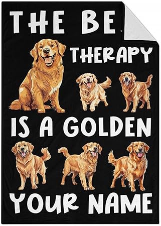 Custom Golden Retriever Blanket for for Baby - 30x40 Inches Lap Size - Soft Fluffy Cozy Blankets Gift - Black Funny Blanket for Couch, Work
