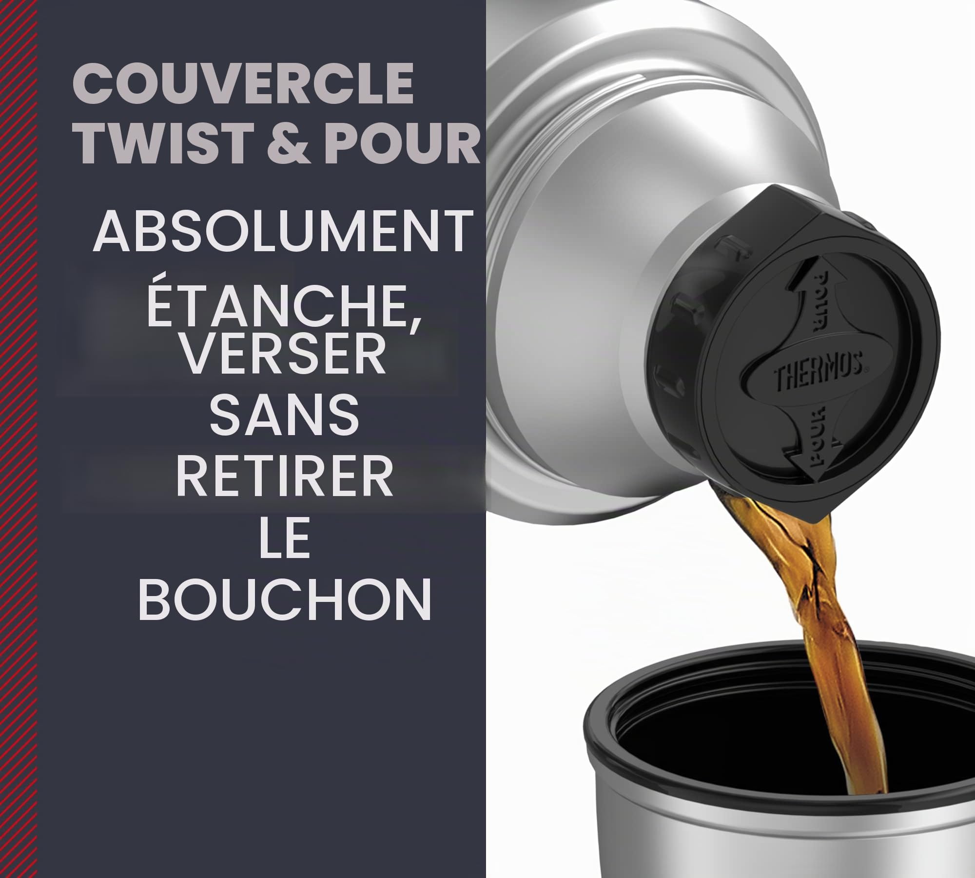 Très grand thermos flasque de 1,2 L en acier inoxydable, Acier inoxydable, acier inoxydable, 9,5x10,9x31,3 cm