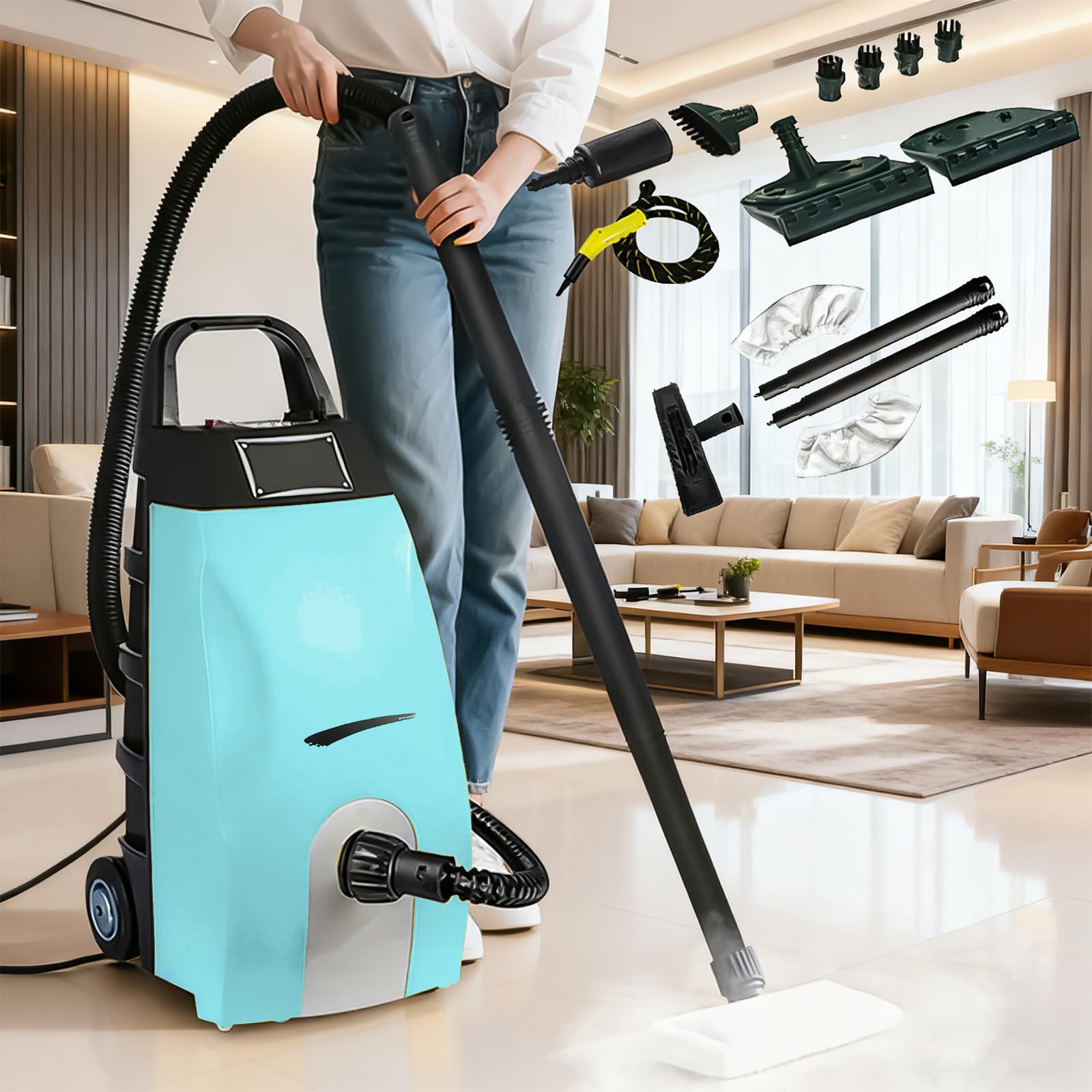 3000W High Pressure Steam Cleaner with 3 5L Water Tank Heavy-Duty Portable Steam Washer with Multiple Accessories for