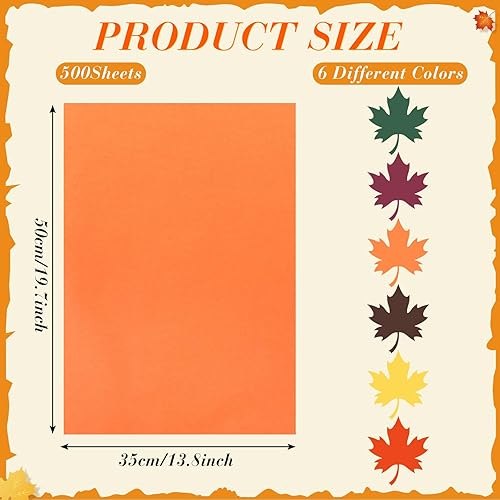 Miniatura 21 de Teling 500 hojas de papel de seda kraft para bolsas de regalo de 14 x 20 pulgadas, papel de seda a granel para bodas de otoño, cumpleaños