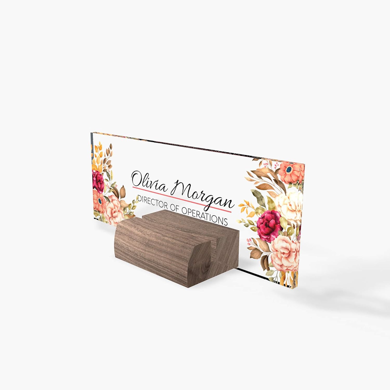 Art's Desk Name Plate Office Supply Personalized New Job Sign Gift Custom Professional 3D Effect Flowers Colorful Wood Base Home Decor 8"x3"