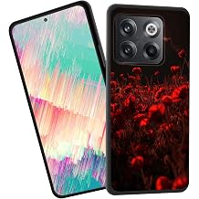 for Oneplus 10 Pro Case,Slim Shockproof TPU Soft Rubber Silicone Cover Phone Case for Oneplus 10 Pro,Magic Moon Red Flower