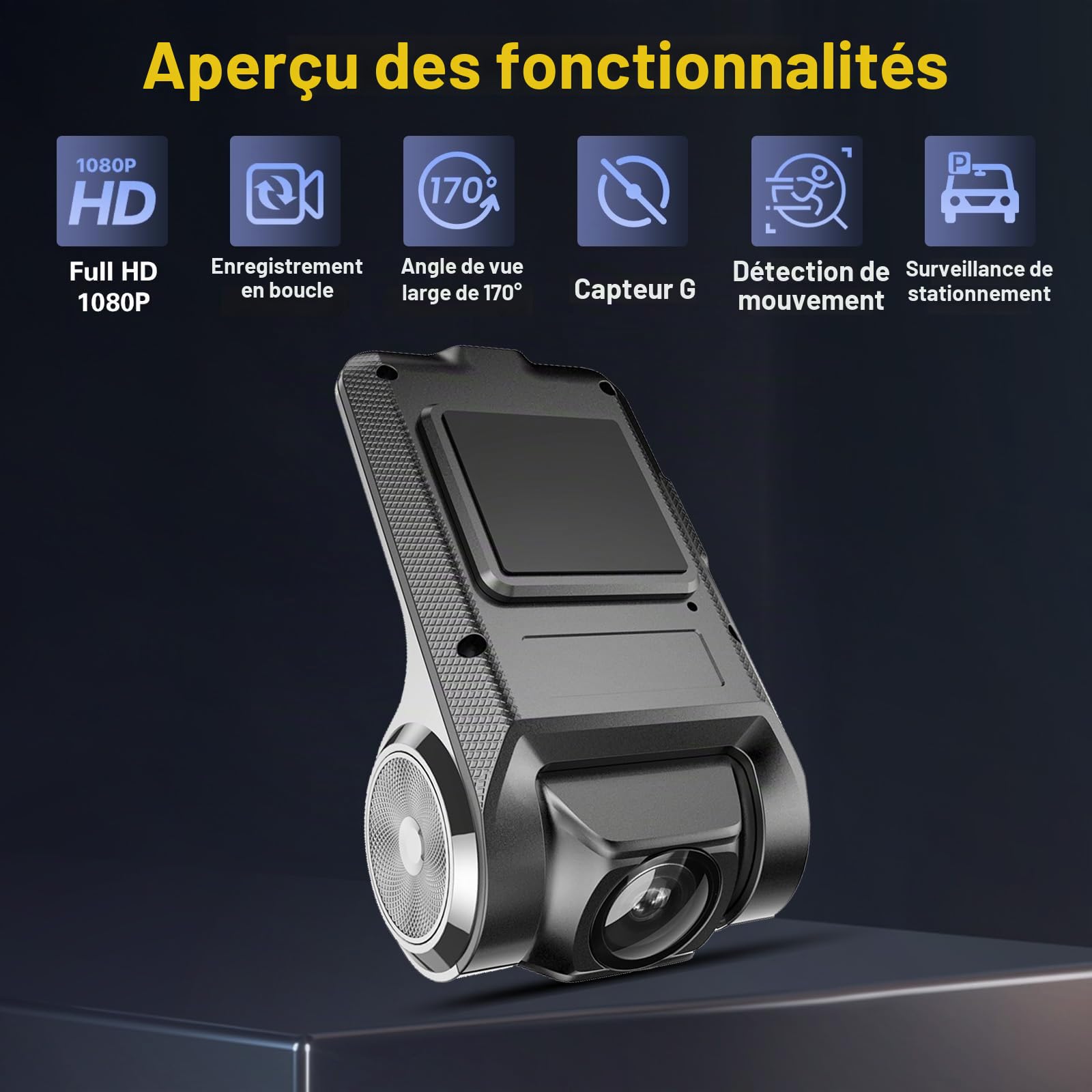 Hikity Dash Camera Voiture Avant avec 32GB SD Carte pour Autoradio Android, Dascham de Voiture avec Enregistrement en Boucle, capteur G, détection de Mouvement, Prise en Charge de la Fonction ADAS